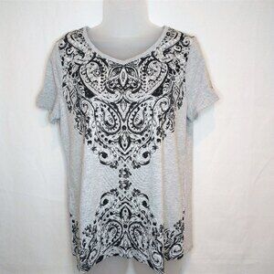 Chico's Zenergy Gray Scroll Print Tee Chico Size 0=Small